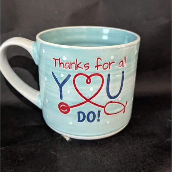 Thanks for all you do mug cup Nurse Doctor blue stethoscope heart 12oz gift - Picture 1 of 8